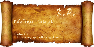 Kányi Patrik névjegykártya